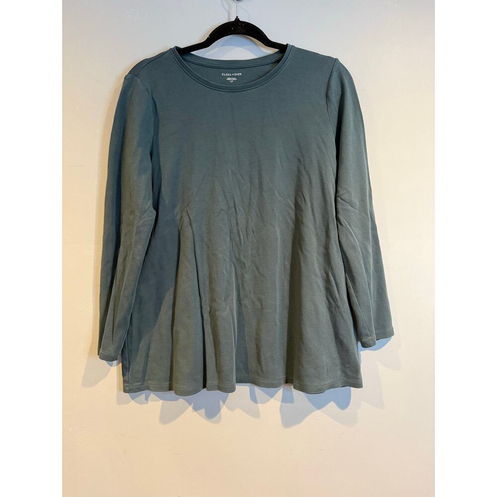 Eileen Fisher Organic Cotton Long Sleeve Swing Top Size SP